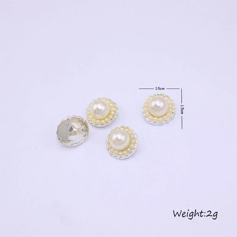 

50PCS Wholesale 1.5cm Pearl Button For Wedding & Engagement & Birthday Invitation Card Accessory Top Quality Flat Jewelry NK002