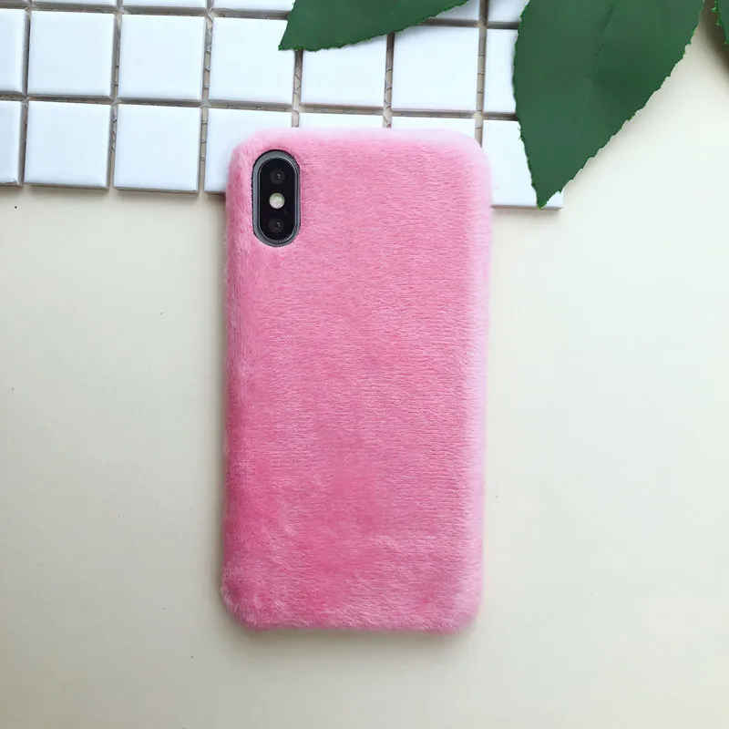 Ворсовый мех плюшевый чехол для телефона для iPhone XS Max XR X Гладкий Мягкий зимний теплый мех Меховой чехол s для iPhone 8 7 6 6s Plus чехол