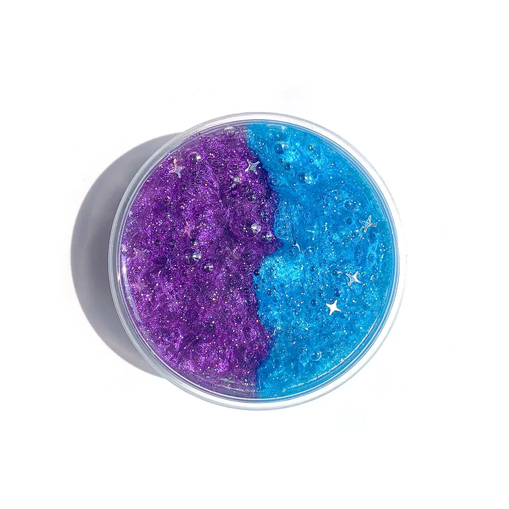 purple blue 60 мл DIY Блестящий Galaxy Slime Sludge ароматизированный Пластилин хлопок грязь блеск Хрустальная глина снятие стресса детские игрушки - Цвет: purple blue
