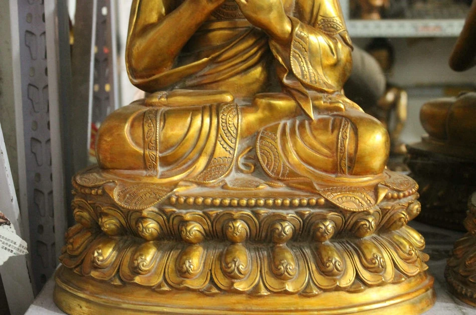 СЖД тибет меди буддизм храм Бронзовый свинка гуру Миларепа Цонкапа Статуя будды |