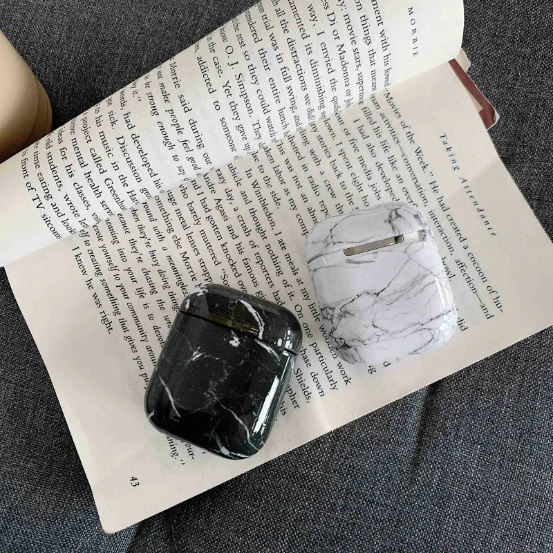 Мраморный узор беспроводной Bluetooth чехол для наушников Apple AirPods Coque зарядный s