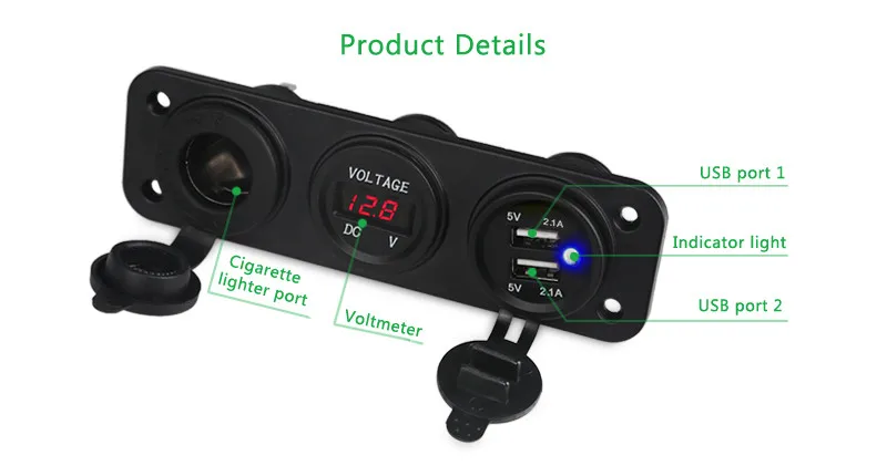 Urbanroad DC 12V Мотоцикл лодка автомобиль двойной USB зарядное устройство Прикуриватель