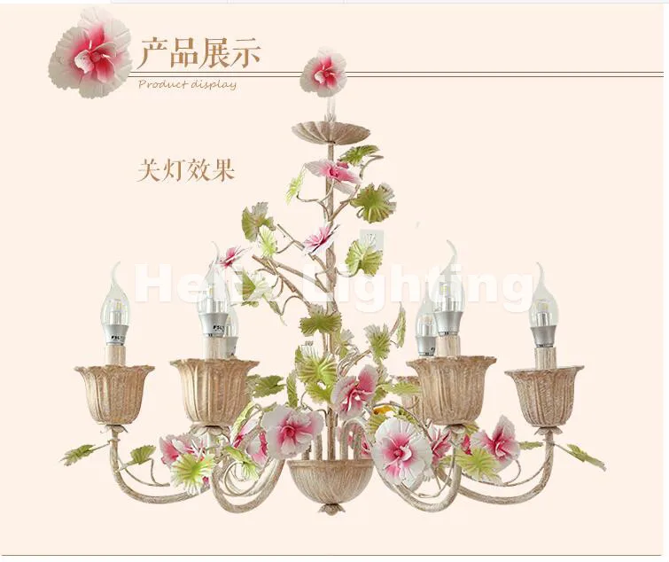 Бесплатная доставка Цветочная люстра в стиле арт деко 6 л и 60 см разноцветная