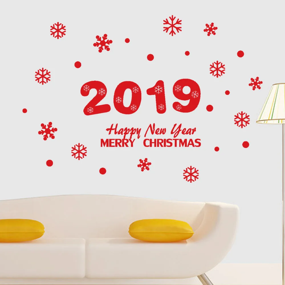 2019 Новый год Рождественские снежинки стикеры на стену дома витрин магазинов