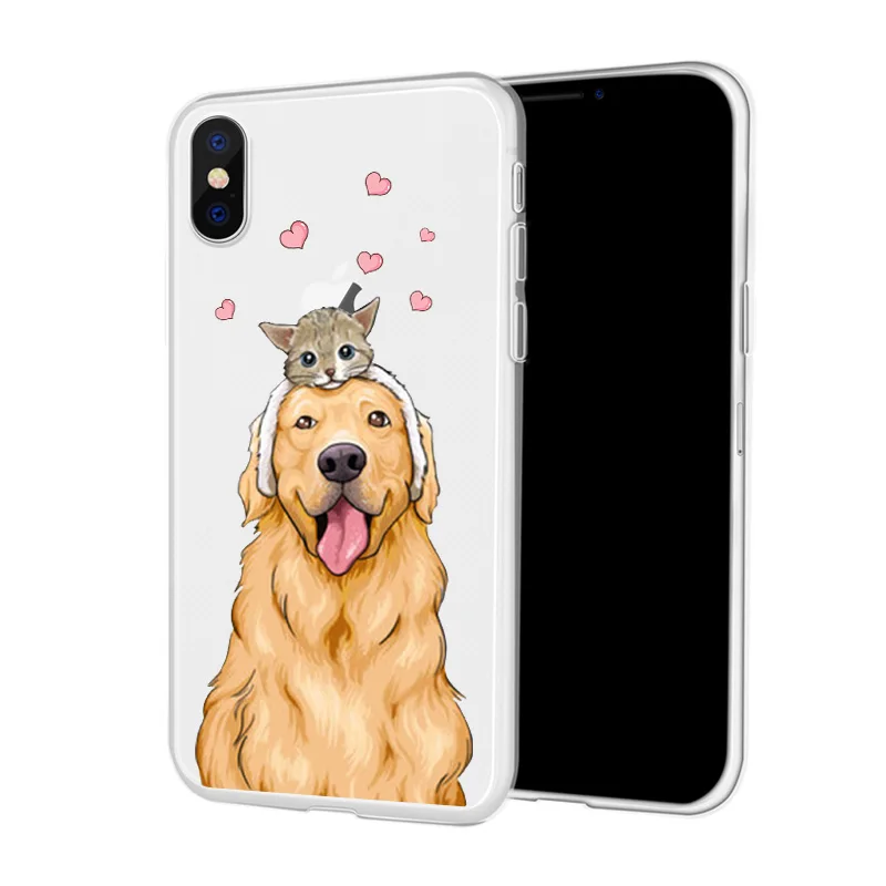 Чехол для телефона для iPhone 11 Pro X 8 6 7 6 Plus 5 5S SE MAX милый питомец животное собака золотой ретривер Лабрадор прозрачный силиконовый чехол
