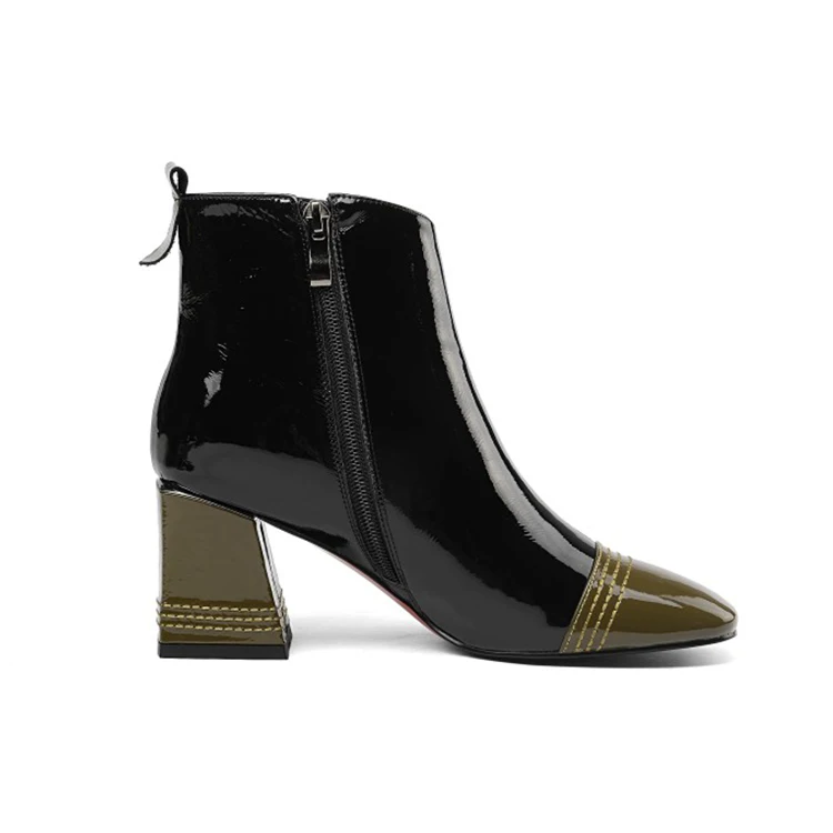 Женские ботильоны из телячьей кожи MLJUESE теплые ботинки лакированной на молнии