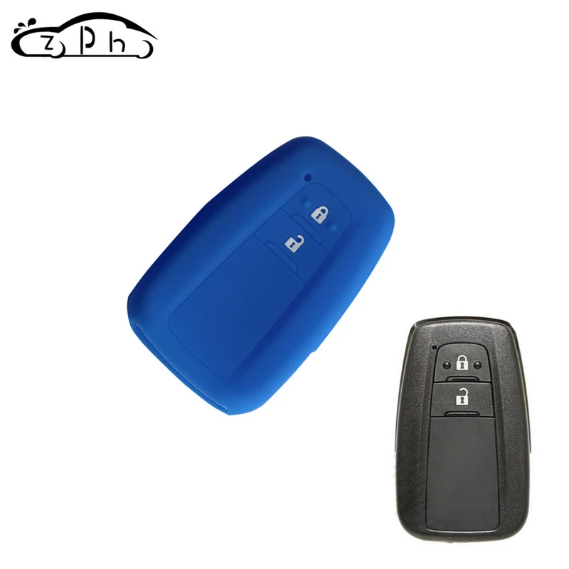

2 Buttons siliconer Key Cases Fob Keychain Cover For Toyota Camry 2017 2018 CHR CH-R Prius Corolla RAV4 Smart Keys Car Styling
