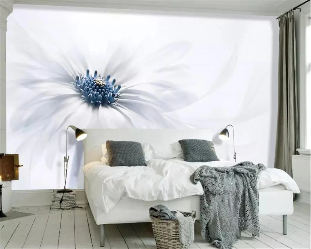 3D фотообои на заказ модные цветочные белые 3d обои для гостиной спальни дивана
