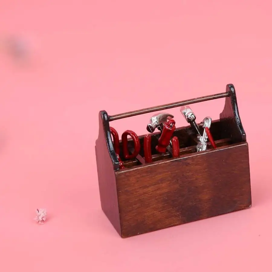 1/12 8pcs Doll House Accessory Miniature Tool Box Set Toolbox Model oll House Plastic Tool Box for baby gift