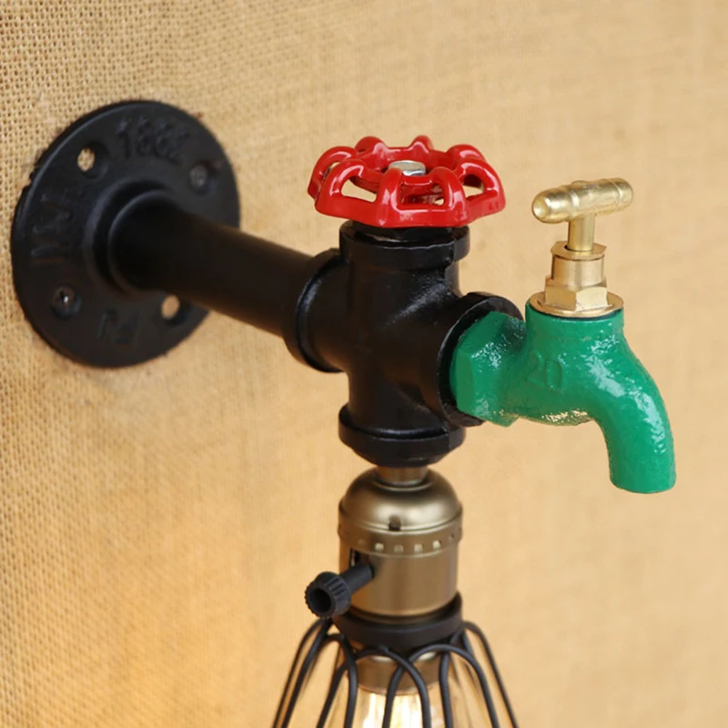 Винтажная настенная лампа E27 комнатное освещение железное бра с защитой от