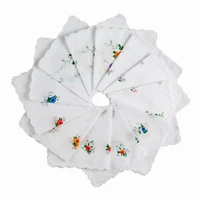 24pcs new classic flower towel 30cm scallop handkerchief women towels 100 cotton absorb sweat lady square handkerchief pocket