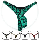 Мужские сексуальные мужские трусы рыбьей чешуи дизайн из искусственной кожи маленькие стринги и стринги нижнее белье бикини стринги джоки Гей Нижнее белье