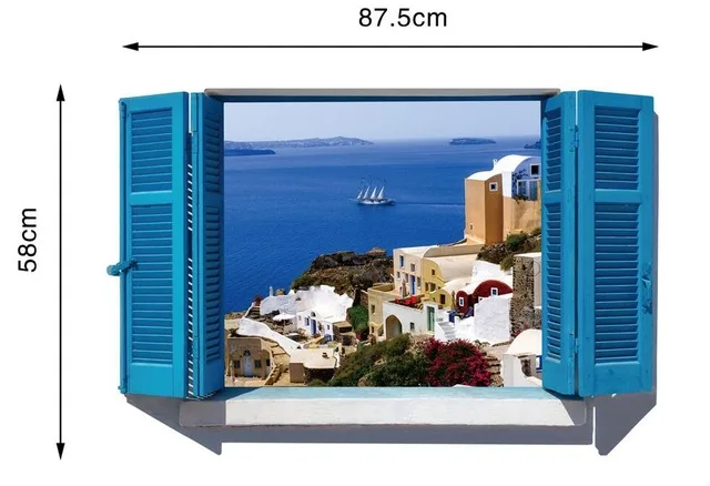 HM1S9059A 3D Съемный пляжный морской 3D оконный стикер на стены с пейзажем домашний Декор наклейки Фреска водонепроницаемый художественный настенный бумажный плакат - Цвет: HM1S9059A