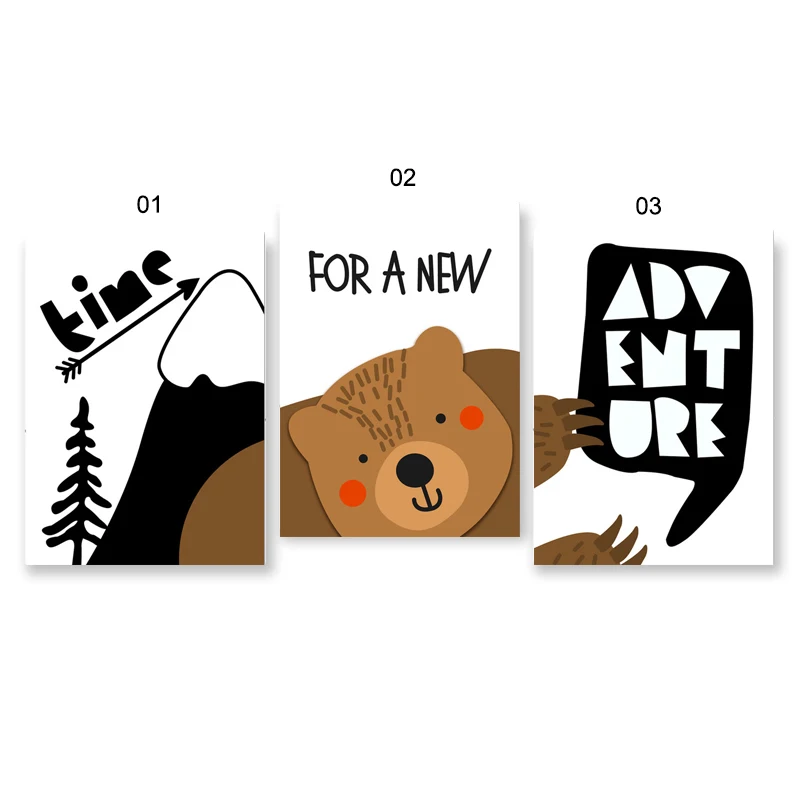 Скандинавский лесной медведь Настенная картина холст постеры и принты для