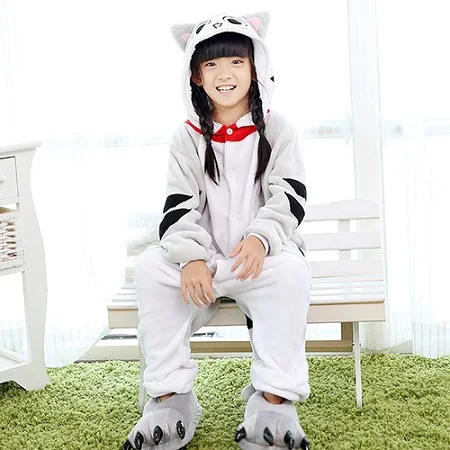 Многоцветный Kigurumi/Детская Пижама с рисунком кота; Детский костюм для девочек и мальчиков; одежда для сна; Детский комбинезон с рисунком аниме; Onesie Animal4, 6, 8, 10, 12 лет - Цвет: Многоцветный