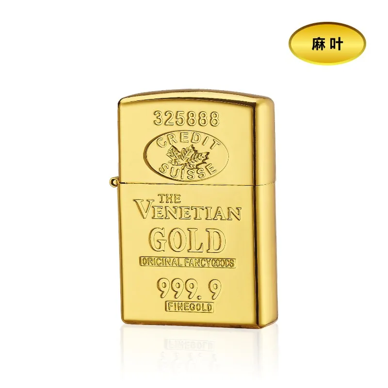 The Venetian Design Gold Bullion USB Rechargeable Single Arc Lighter Electronic Pulse Cigarette Gift Lighters |