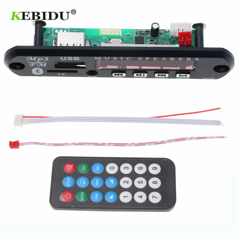 Kebidu 5 в 12 В Автомобильный USB Bluetooth MP3 WMA декодер аудио модуль беспроводной FM Aux радио