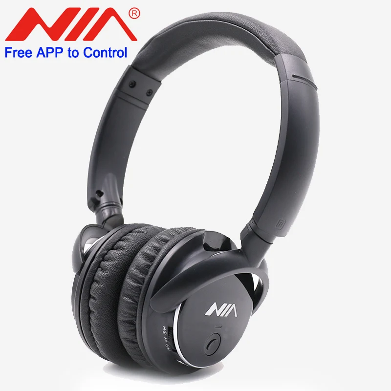 Black NIA Q1 Накладные наушники Bluetooth с управлением через приложение Micro SD/TF карта FM Радио Аудио вход для ПК мобильных телефонов игр - Цвет: Black