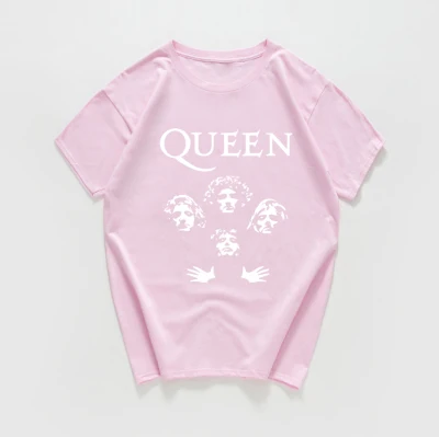 W374MT pink Блестящая рок-группа queen футболка для женщин размера плюс хлопок Летняя женская футболка, винтажная уличная футболка femme harajuku - Цвет: W374MT pink