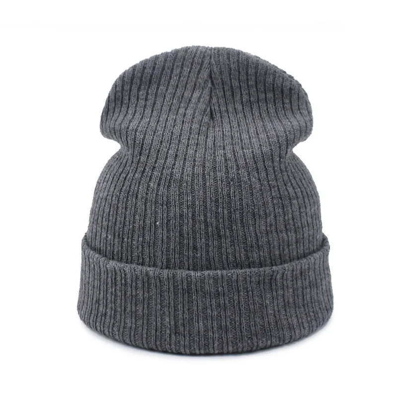 B Новинка, осенне-зимняя женская шапка, мужская, унисекс, Skullies Beanies, теплая уличная шапка, вязаная шапка, шапки, одноцветная, для папы, теплая шапка, Beanie - Цвет: B