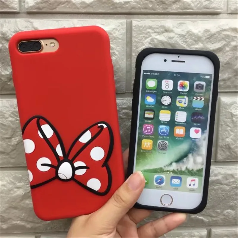 Модные Милые 3D Мультяшные Митч-Маус ручной работы с бантом силикагель чехлы для