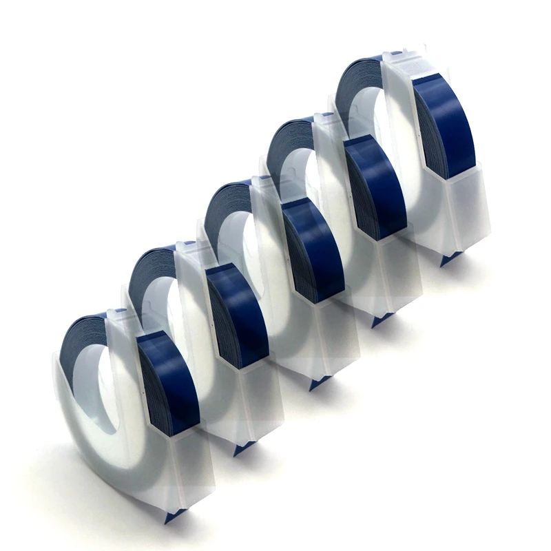 Unistar 5 шт. для Dymo 3D тиснение пластиковая лента 9 мм * 3 м белый на синем 520106 этикетки