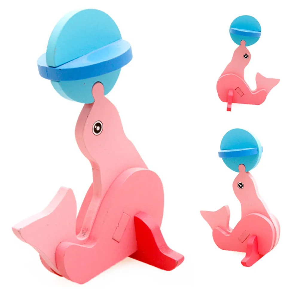 Dolphin 18 стиль Мини 3D Головоломка обучающие игрушки Монтессори дети Пазлы транспортных средств милые деревянные, с животными из мультиков красочные головоломки Дети подарок - Цвет: Dolphin