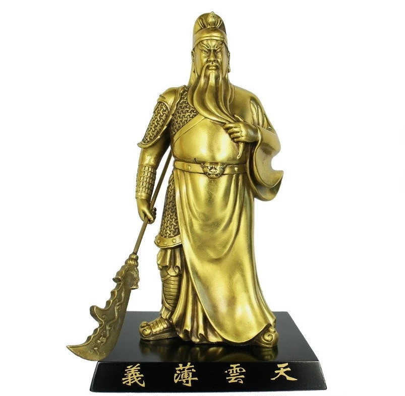 Китайская латунная медная Изысканная лоялизм guan Gong Yu God Warrior hold меч статуя | Дом и