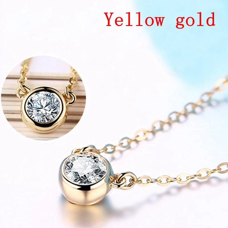 18k yellow gold HELON Твердые из белого золота 18 карат 0.30ct VVS/FG выращенные лабораторно кольцо с алмазом moissanites Обручение Свадебные Подвесные Ожерелья модные, ювелирное изделие, подарок - Цвет камня: 18k yellow gold