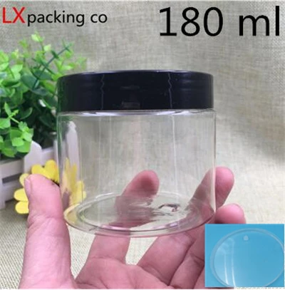 180 ml inner cover 30 шт 50 100 150 180 200 250 мл Крем Конфеты Пластиковая упаковка бутылка черная баночка с крышкой pill контейнер для специй банка - Цвет: 180 ml inner cover