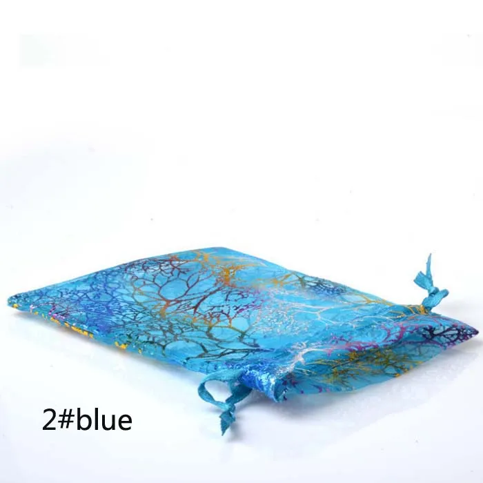 2 blue Коробки для конфет из органзы, сумки для гостей, мешочек для ювелирных изделий, свадебные сувениры, подарки на день рождения, вечерние принадлежности, ремесло, сделай сам, Детские душевые разноцветные Wh - Цвет: 2 blue