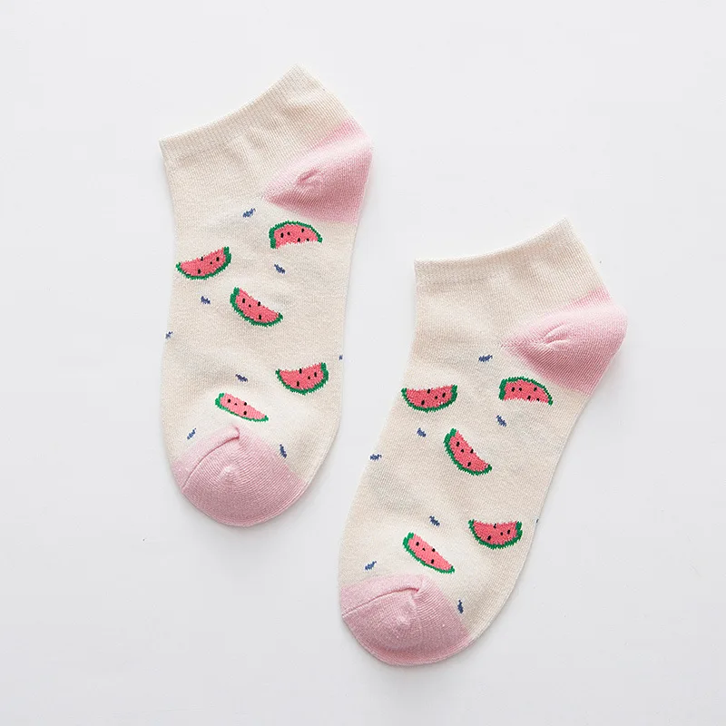 Женские короткие носки женские низкие Носки с рисунком арбуза весенне-летние