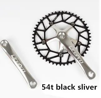 54t sliver crankset Шатун цепи Litepro 130 BCD полный полый 50 T/52 T/54 T/56 T/58 T Односкоростной велосипед широкий узкий цепной круг 130bcd - Цвет: 54t sliver crankset