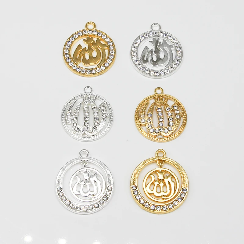 60PCS Gold Religion Muslim Islam Allah Charm Rhinestone Pendant Necklace Bracelet DIY Jewelry Making Handmade Mixture | Украшения и