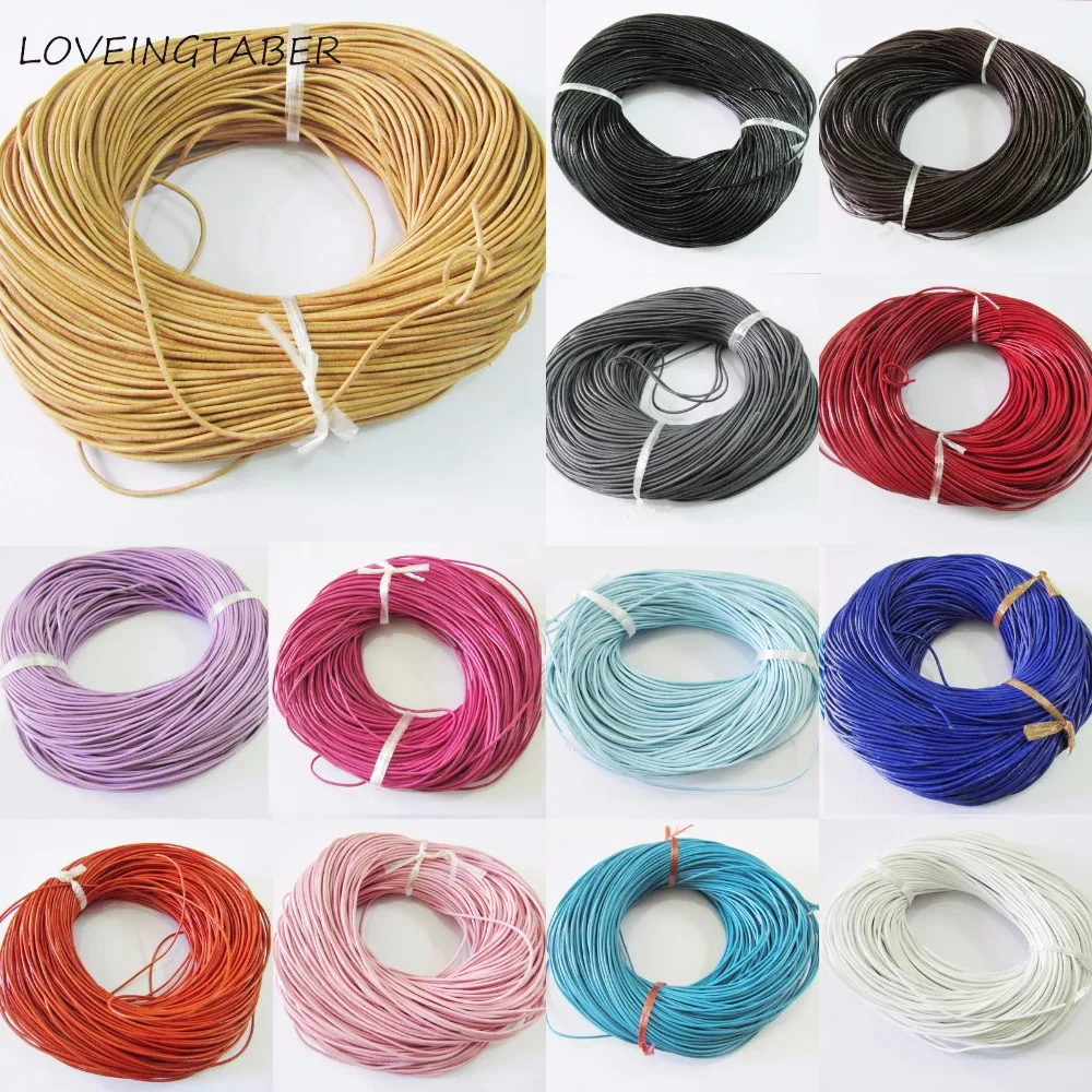 

Wholesale 1.5mm (Length: about 90meters each bag ) Genuine Leather Cords For Chunky Jewelry Making