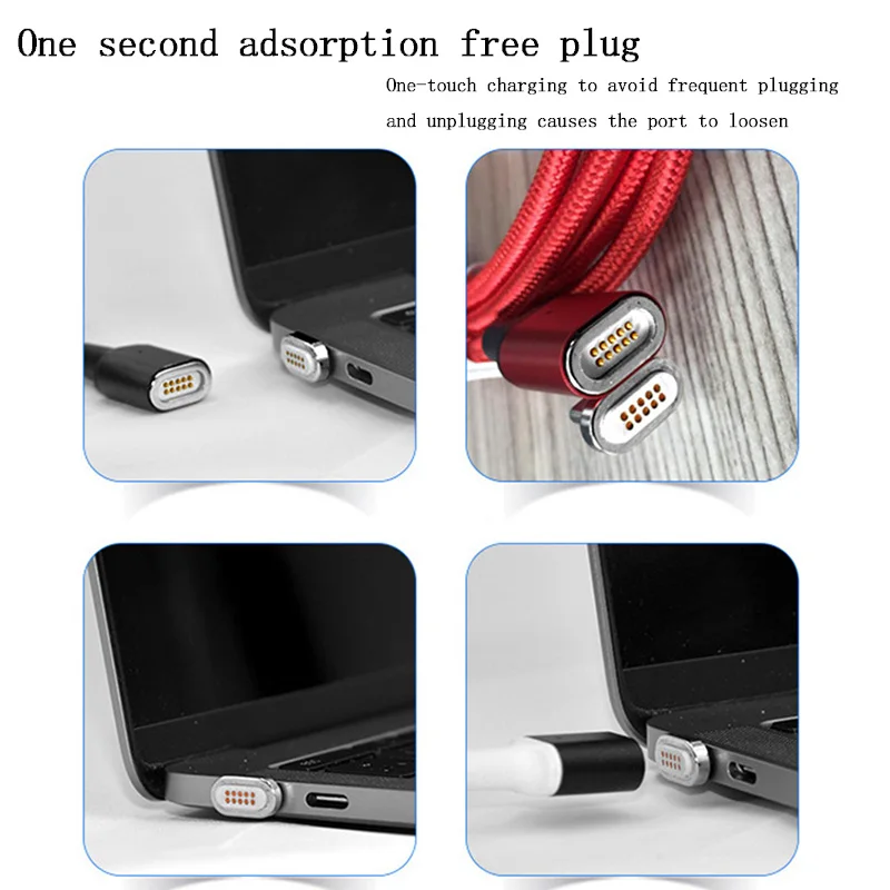 Магнитный кабель type-C 100 Вт, 5А, быстрая зарядка, PD, USB C кабель для Macbook, зарядный кабель type-C, type-C, для huawei, Xiaomi, samsung