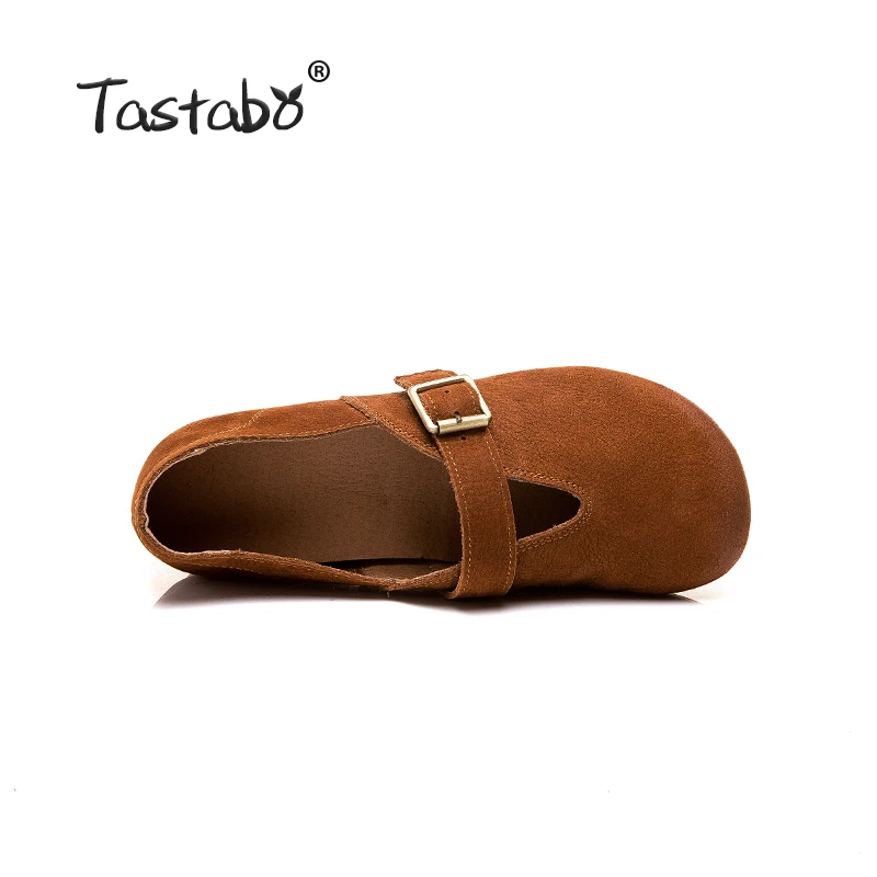 

Tastabo 2019 new women's shoes Handmade flat shoes Leather upper lining Retro minimalist casual style Comfortable round head