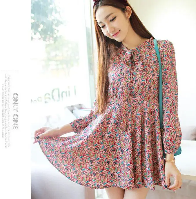 2017 Весна уход загрузки сладкий печати шнуровкой мода кормящих цельнокроеное