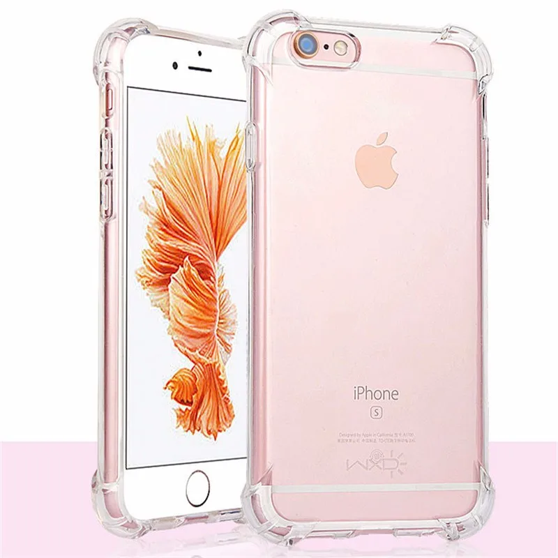 Ударопрочный чехол для iPhone 8 7 6 6s Plus X прозрачный мягкий силиконовый угловой ТПУ Etui