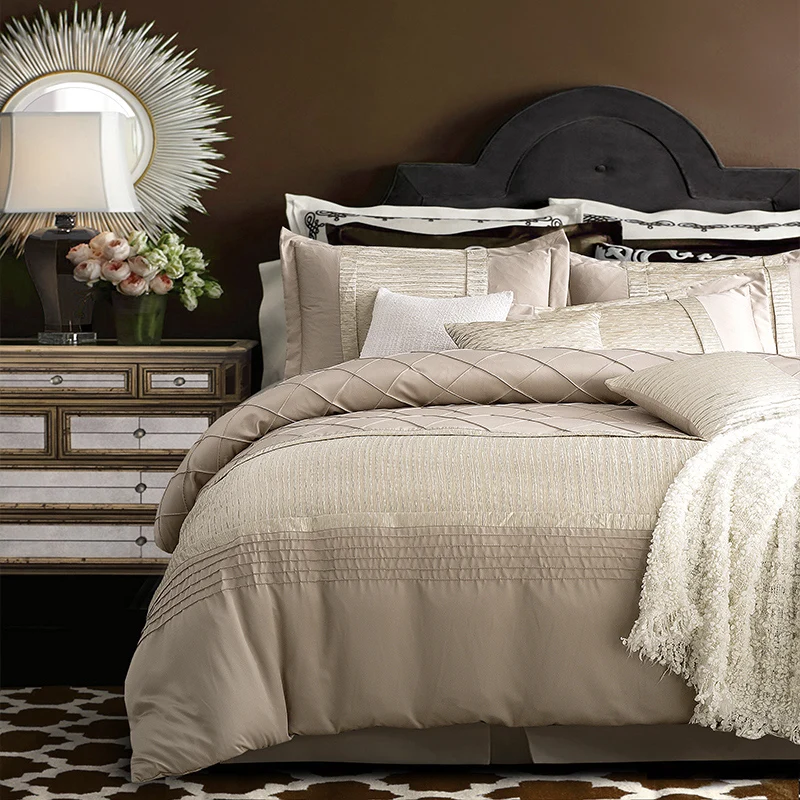 IvaRose 2017 Luxury silk 4/6 pieces bedding set bedding set duvet cover bed sheets solid color double satin bedding