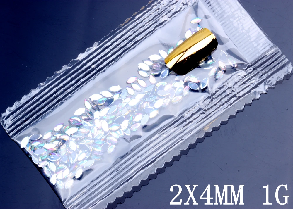 2x4mm 1g Набор акриловых кристаллов AB Marquise Earth, стразы с плоской задней частью, блестящие бусины, сделай сам, украшение для ногтей, 7 размеров, 600 шт - Цвет: 2x4mm 1g