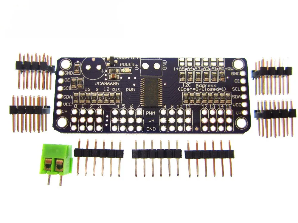 16-канальный 12-битный PWM/сервопривод Интерфейсный PCA9685 для или экранирующий модуль