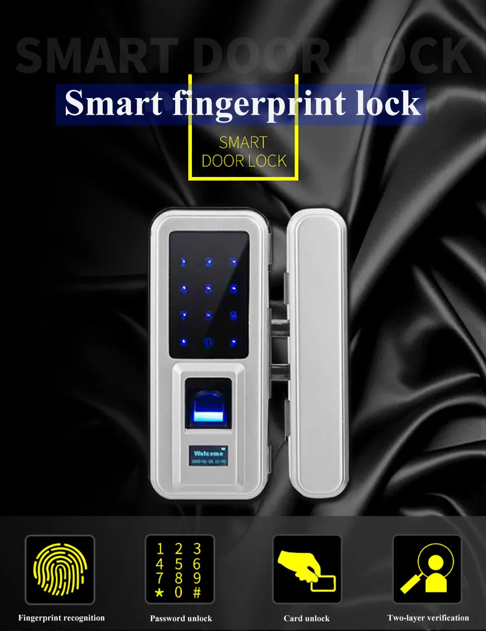 Smart Fingerprint Lock Glass Door Touch Keypad ID Card finger Control suitable all kinds of glass door | Безопасность и защита