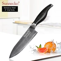 sunnecko premium 6 inch chef knife japanese vg10 damascus steel sharp meat cutter kitchen knives pakka wood handle cooking tool