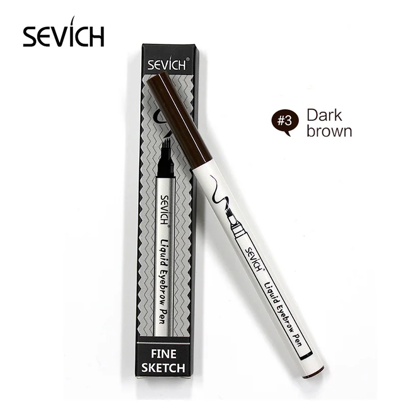 dk-brown 4 цвета, микроблейдинг, тату-ручка для бровей, тонкий эскиз, жидкая ручка для бровей, водостойкая тату, прочный карандаш для бровей, водостойкий - Цвет: dk-brown