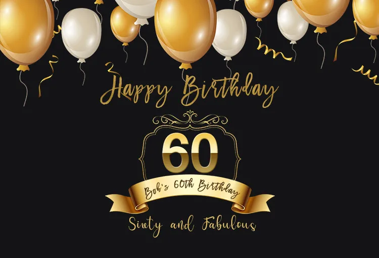 

custom balloons 60th happy birthday photo background photography backdrops quality vinyl