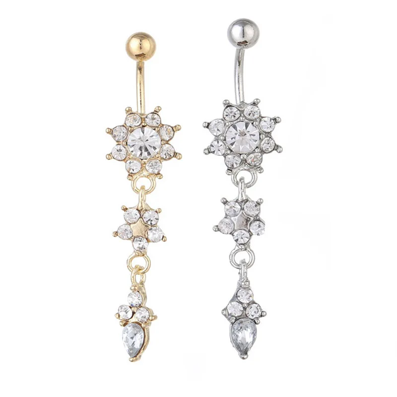 Сексуальные болтающиеся колечки для живота пупка розовое золото кольца пирсинга