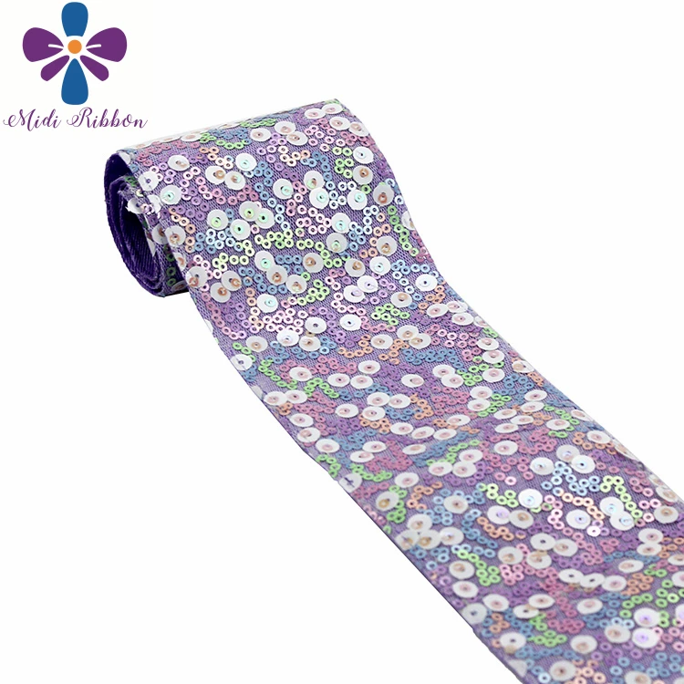 3"75mm Shiny Cutting Sequin Ribbon Colorful Aqua Pink Purple DIY Wedding Party Decor Hair Bowknows Making 25yards/roll