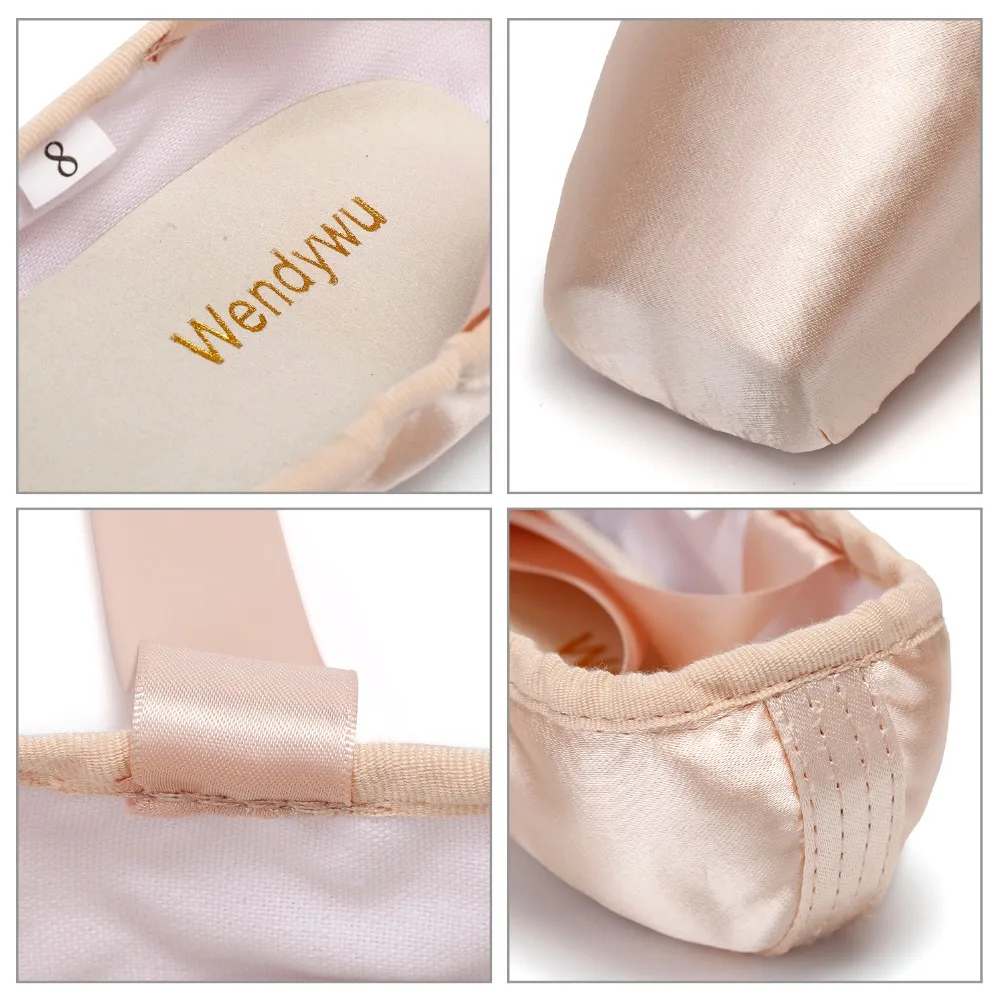 WENDYWU профессиональные Балетные туфли атласные розовые балетки с силиконовым
