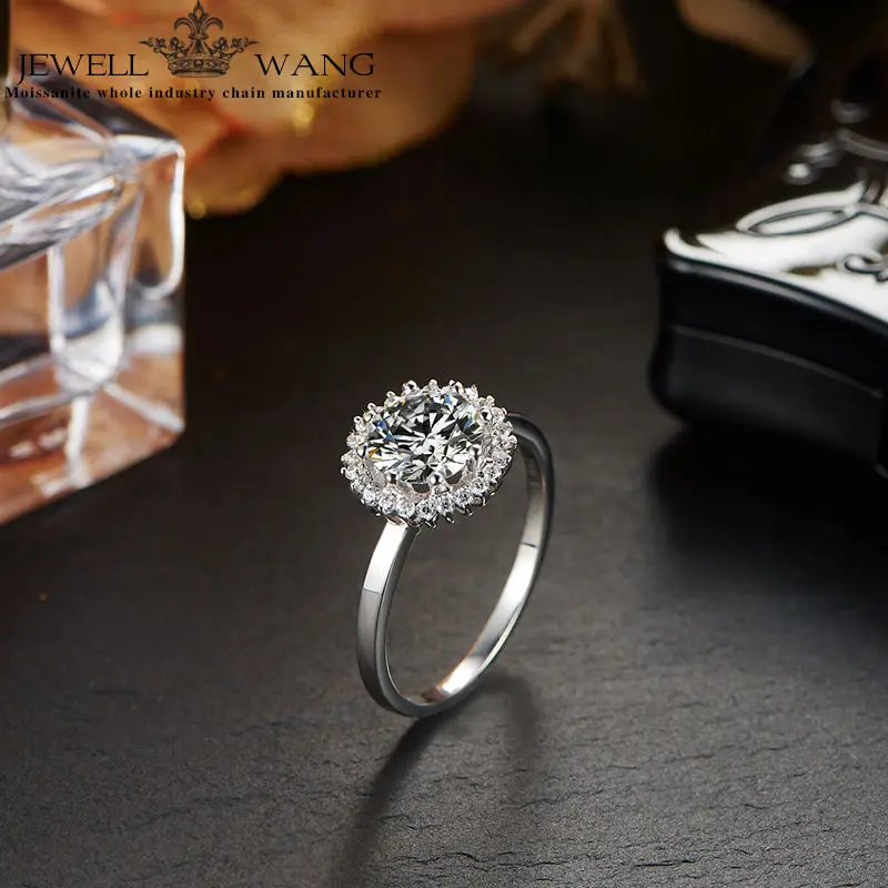 Ювелирные кольца с муассанитом цветочный дизайн 1.00ct карат 18 К белые золотые обручальные кольца для женщин ювелирные украшения подарок для девочки